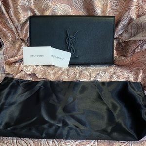 Classic black YSL classic leather clutch